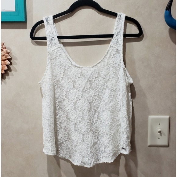 Abercrombie & Fitch White Lace Tank Top Sleeveless Casual Stretchy Women's XS - Picture 1 of 7